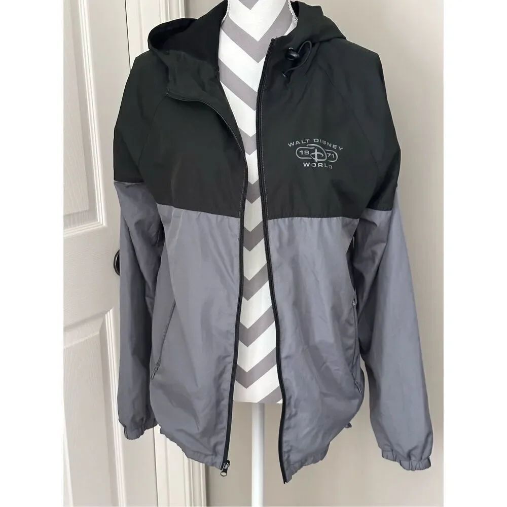 Disney Parks Authentic Original Gray/Black Windbreaker Jacket